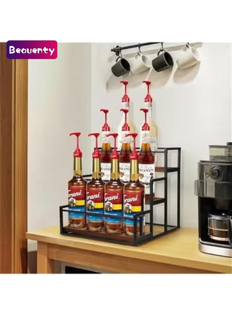Beauenty Coffee Syrup Rack Organizer Syrup Bottle Holder Stand for Coffee Bar 3-Tier 12 Bottles Storage Shelves for Syrup, Spice rack, Dressing for Kitchen Coffee Station - Image 1