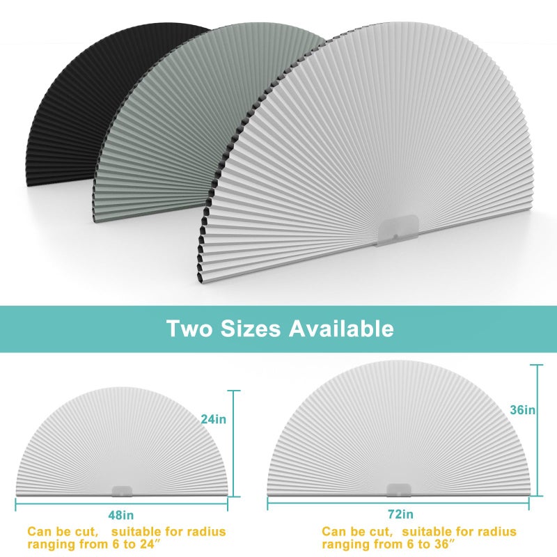 Changshade Arch Window Shades Blackout,Half Moon(Radius: 24") Blackout Pleated Window Shades, Half Circle No Drill Cellular Shades for Windows, Easy Cut and Install - Image 3