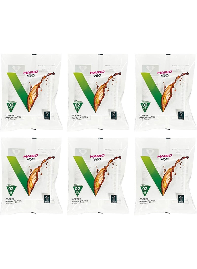 Hario V60 Coffee Filter Paper Size 02, Suitable for 2-4 cups, Pack of 6 (600 Sheets) - Image 1