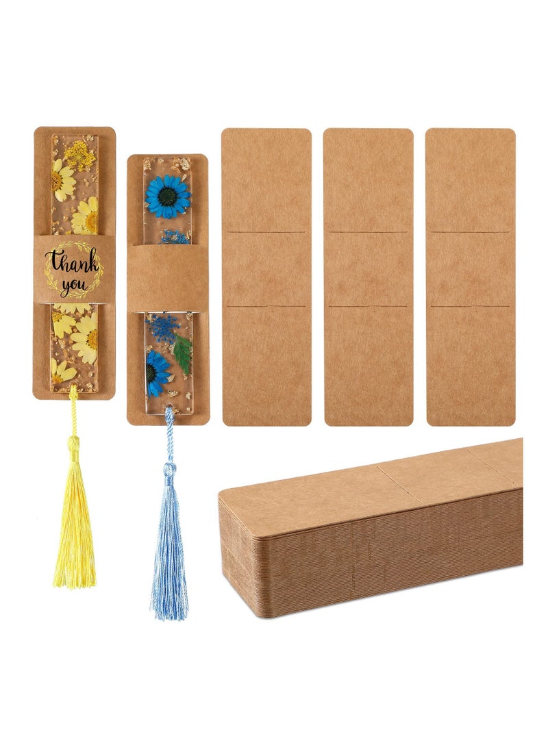 Excefore 70 Pieces Resin Bookmark Holder 15 x 4.5cm Kraft Bookmark Sleeves, DIY Bookmarks Display Cards for Bookmark Wrapping Small Business Packaging Supplies Party Favor Gift (Brown) - Image 1