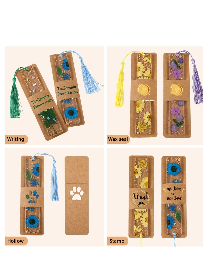 Excefore 70 Pieces Resin Bookmark Holder 15 x 4.5cm Kraft Bookmark Sleeves, DIY Bookmarks Display Cards for Bookmark Wrapping Small Business Packaging Supplies Party Favor Gift (Brown) - Image 3