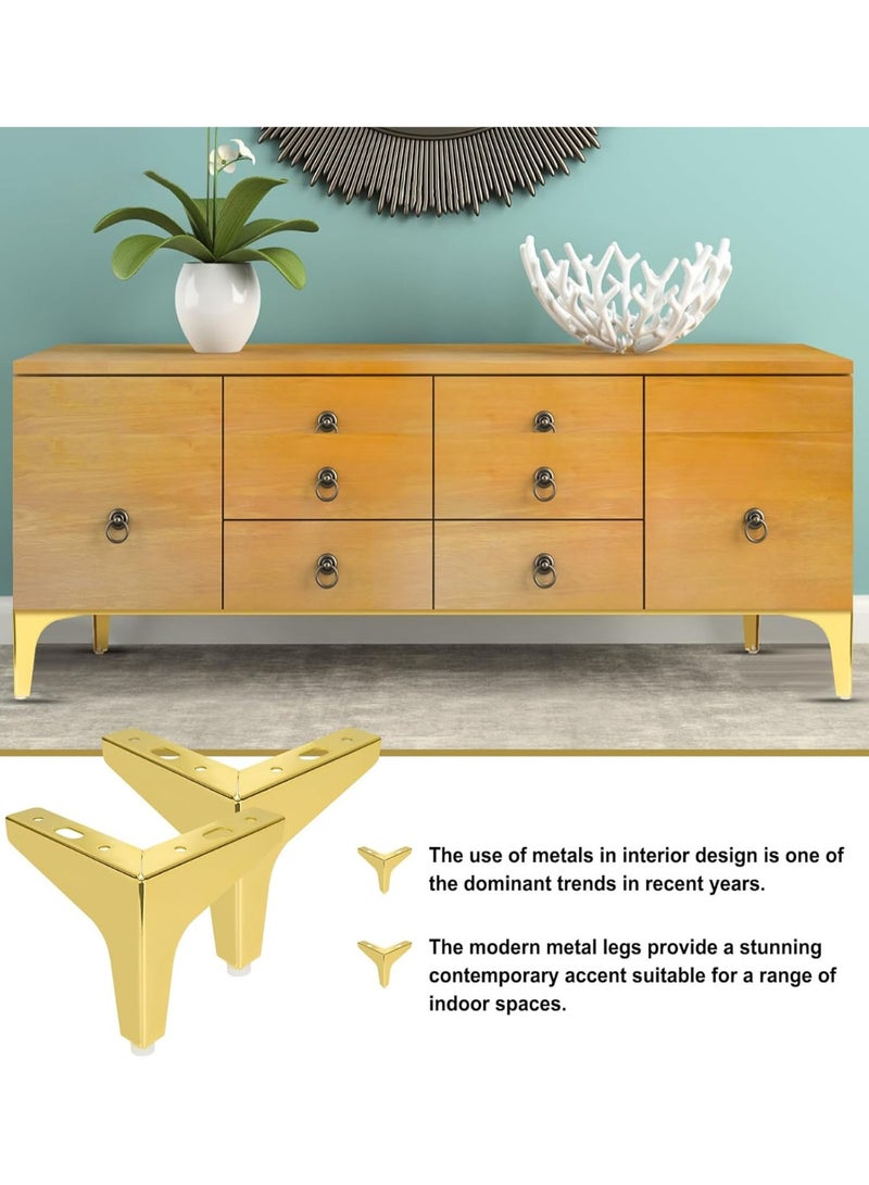 Relex 15cm Metal Furniture Legs, Set of 4 Modern Iron Diamond Triangle Feet with Screws, Gold Metal Legs for Furniture, Couch,Wardrobe and Cabinet - Image 4