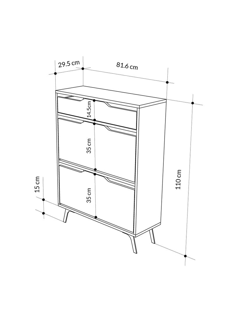 موراه هوم Pairs Entryway Storage Cabient With 4 Doors & Metal Legs Shoe Rack For Hallway Bedroom Living Room  29.5X110X 81.6 Cm  Light Mocha  - Image 5