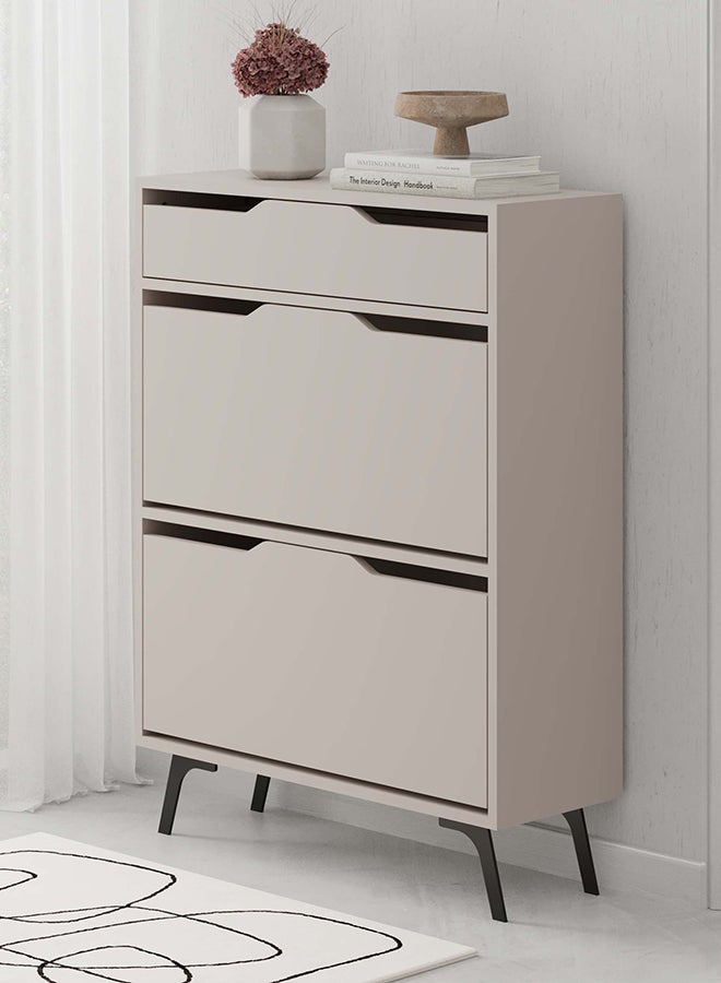 موراه هوم Pairs Entryway Storage Cabient With 4 Doors & Metal Legs Shoe Rack For Hallway Bedroom Living Room  29.5X110X 81.6 Cm  Light Mocha  - Image 1