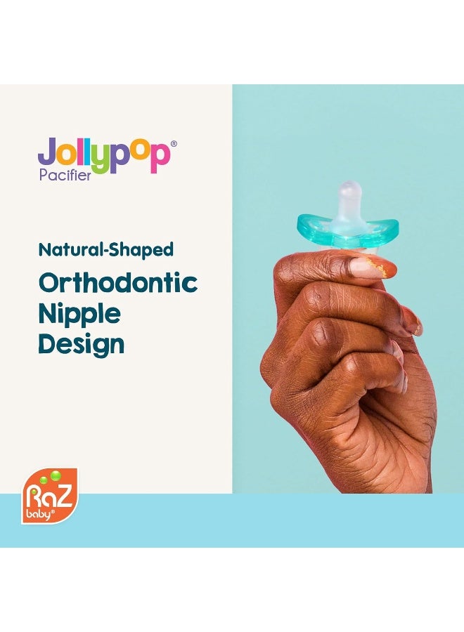 RaZbaby Jollypop Pacifier for Newborns & Up, USA Made, Natural Shaped Orthodontic Binky, Lovingly Shared in NICUs & Hospitals Worldwide, Medical-Grade 100% BPA-Free - 0-3 Months, 6 Pack - Blue - Image 3