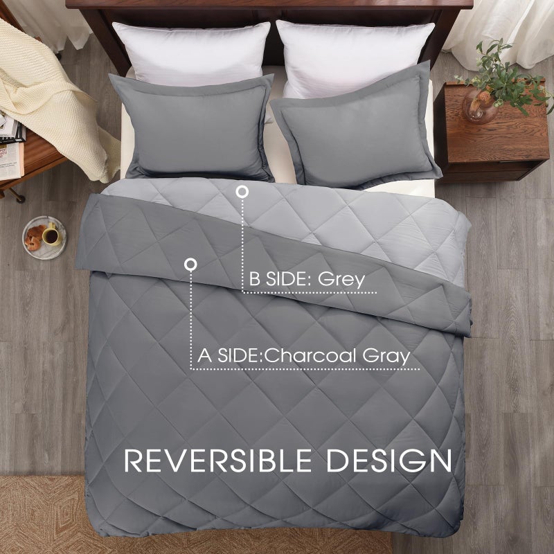 Basic Beyond California King Comforter Set Reversible Cal King Comforter Set  Grey Comforter Set California King for All Seasons  1 Comforter 106""x92"" and 2 Pillow Shams 20""x36""+2"" - Image 3