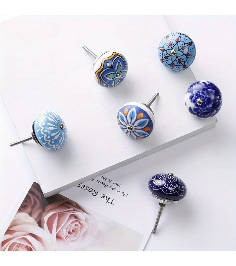 12pcs Retro Ceramic Drawer Handles European Circular Style Cabinet Door Pull Set Vintage Home Decor Furniture Hardware For Wardrobe And Shoe Cabinet - Image 3
