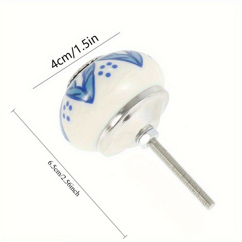 12pcs Retro Ceramic Drawer Handles European Circular Style Cabinet Door Pull Set Vintage Home Decor Furniture Hardware For Wardrobe And Shoe Cabinet - Image 1