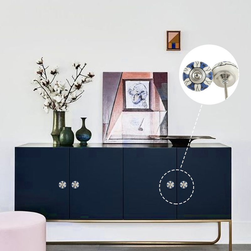 12pcs Retro Ceramic Drawer Handles European Circular Style Cabinet Door Pull Set Vintage Home Decor Furniture Hardware For Wardrobe And Shoe Cabinet - Image 2