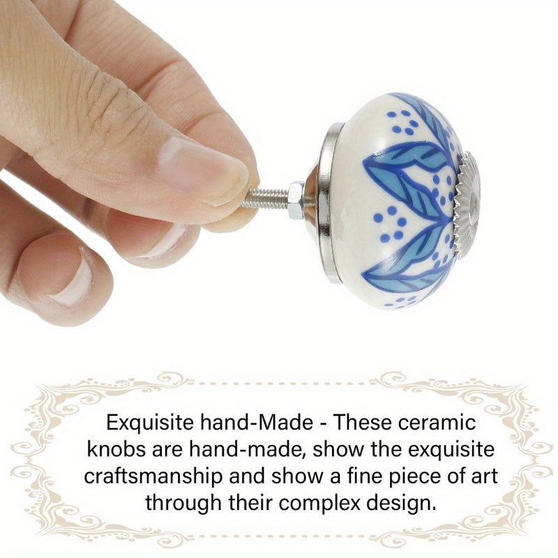 12pcs Retro Ceramic Drawer Handles European Circular Style Cabinet Door Pull Set Vintage Home Decor Furniture Hardware For Wardrobe And Shoe Cabinet - Image 5