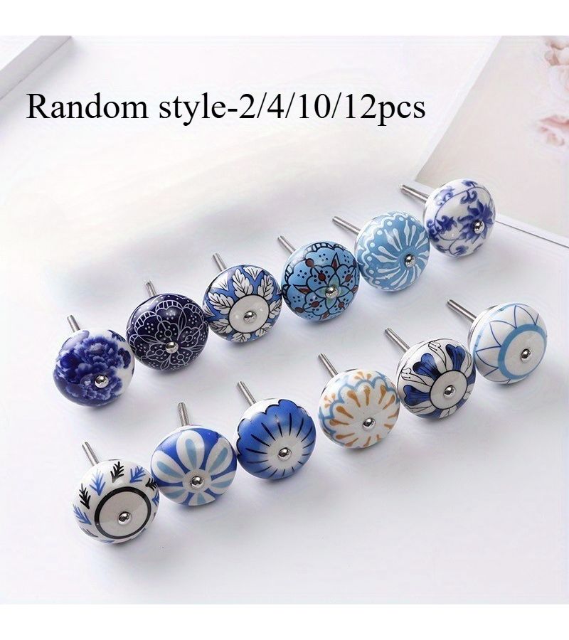 12pcs Retro Ceramic Drawer Handles European Circular Style Cabinet Door Pull Set Vintage Home Decor Furniture Hardware For Wardrobe And Shoe Cabinet - Image 4