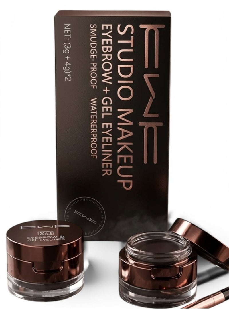 kwk 2-in-1 Eyebrow and Gel Eyeliner Kit - Smudge-Proof & Waterproof - Image 2