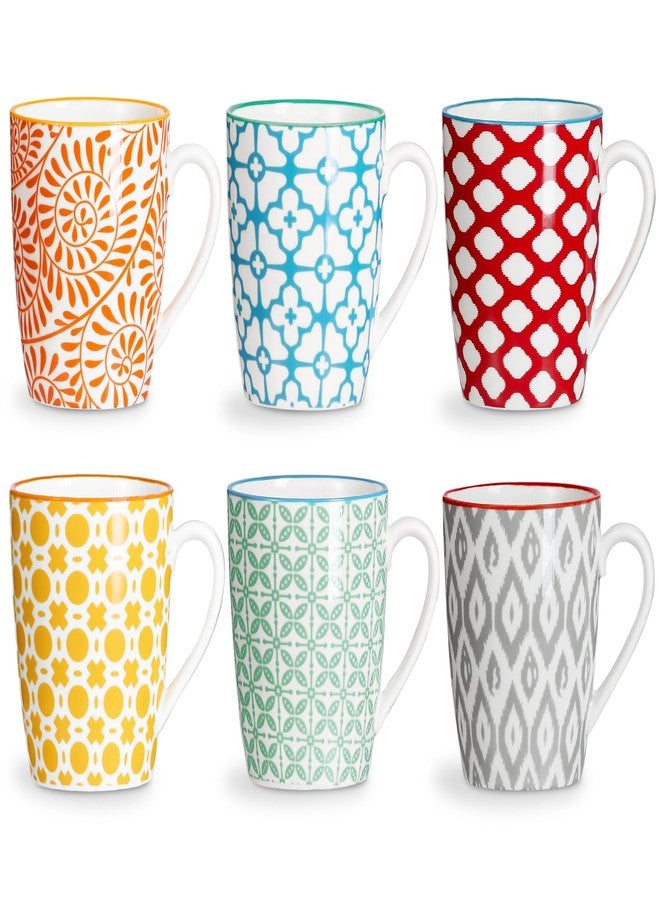 ONEMORE Coffee Mugs Set of 6, 12 oz Ceramic Coffee Cup with Handles, Porcelain Mugs for Latte Cappuccino Tea Cocoa, Microwave Dishwasher Safe, Aesthetic Home Office Cups for Women Men (Assorted Color) - Image 1