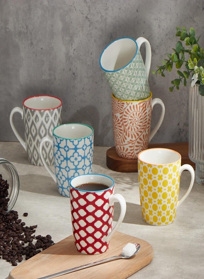 ONEMORE Coffee Mugs Set of 6, 12 oz Ceramic Coffee Cup with Handles, Porcelain Mugs for Latte Cappuccino Tea Cocoa, Microwave Dishwasher Safe, Aesthetic Home Office Cups for Women Men (Assorted Color) - Image 4