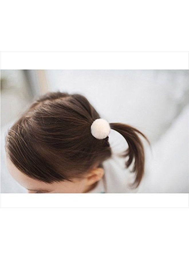 esowemsn 12pcs Assorted Color Fluffy Ball Pom Pom Hair Ties Handmade Hair Accessories Best for Baby Girls (Random Color)  - Image 2