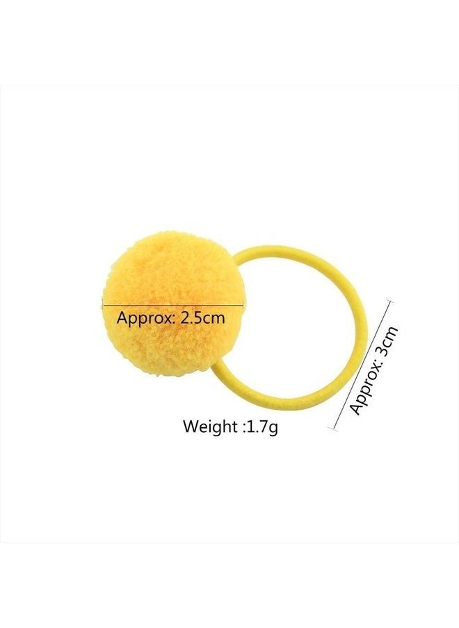 esowemsn 12pcs Assorted Color Fluffy Ball Pom Pom Hair Ties Handmade Hair Accessories Best for Baby Girls (Random Color)  - Image 3