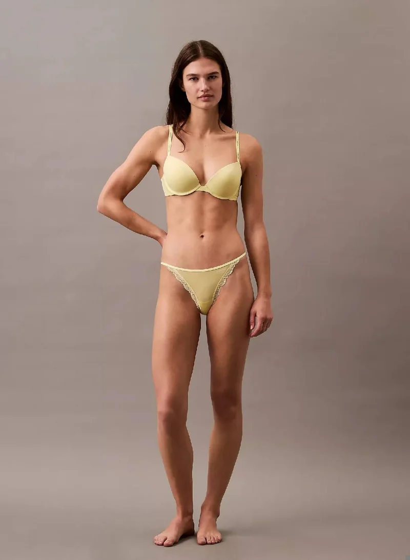 Calvin Klein Pale Lime Yellow Bikini Briefs - Micro Stretch with Lace for Women | Best Price UAE