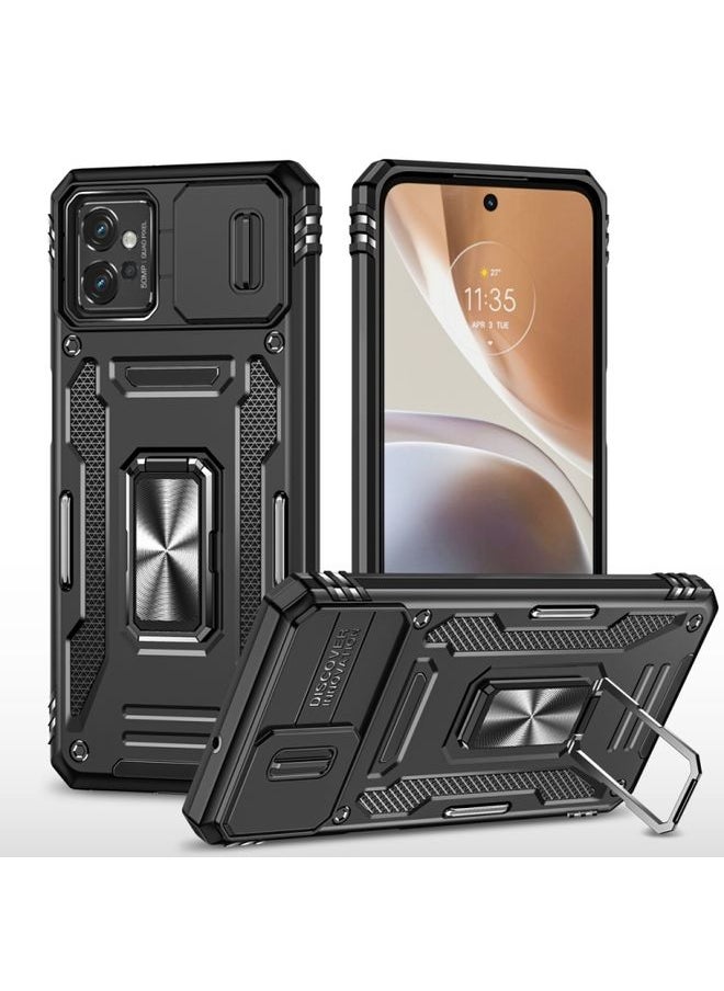 HuHa Case Cover For Motorola Moto G32 Armor PC + TPU Camera Shield Phone Case(Black) 