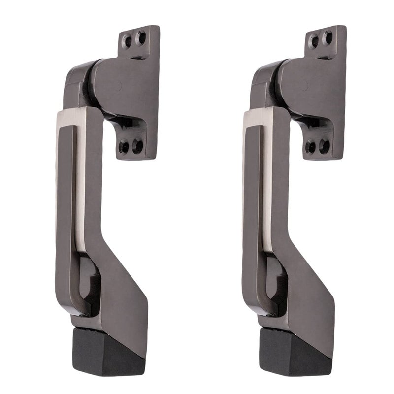 Atom Door Stopper | Kickdown Door Stop with One Touch | Adjustable Height & Rubber Tip 1.5 Inches, Door Stops (Black Silver Finish, DS002), Pack of 2 - Image 3