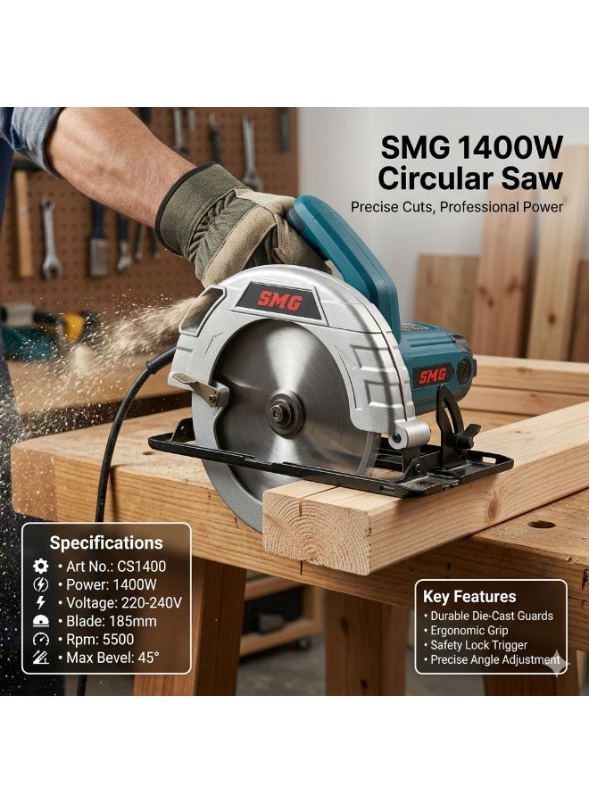 إس أم جي منشار دائري SMG بحجم 7 إنش – 1400 واط - Image 5