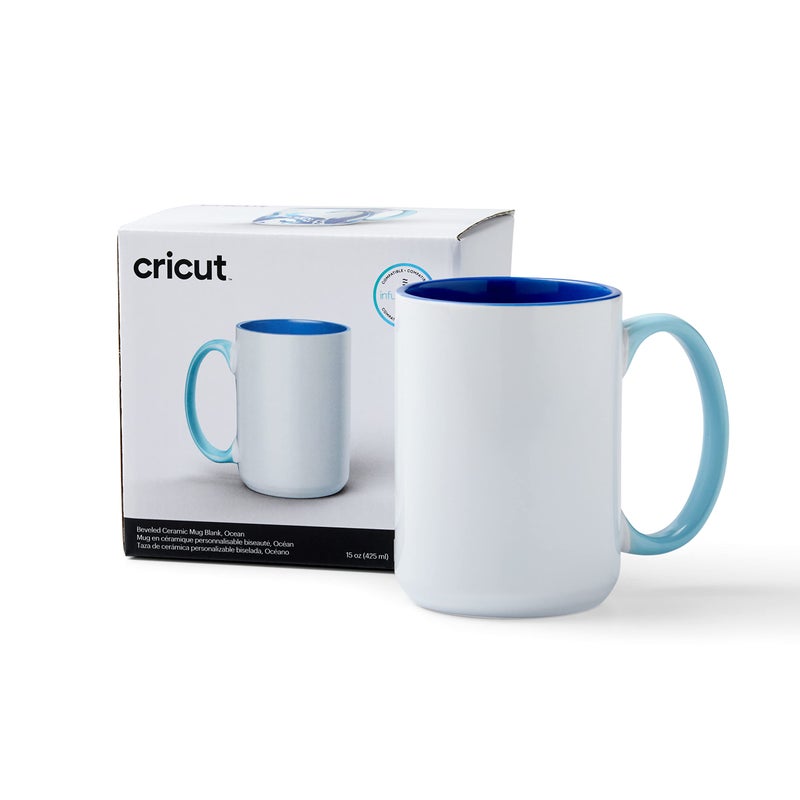 Cricut Beveled Blank Mug CeramicCoated Dishwasher Microwave Safe Mug to Decorate Mug Press Infusible Ink Compatible15 Oz Sublimation Mug Ideal for Crafts and Printing 1 Count Ocean