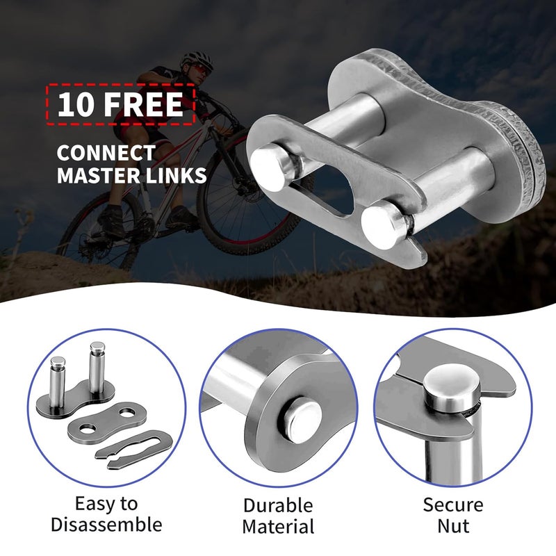 Belleone 25 Roller Chain 3 Feet with 10 Connecting Link and Chain Breaker, #25 Drive Chain Compatible with Razor 50cc MX500 MX650 SX500 Rocket Bike, Fit for Go Karts/Mini Bikes/Dirt Bike/Scooters/ATV - Image 3