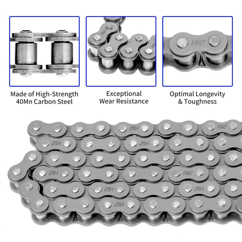 Belleone 25 Roller Chain 3 Feet with 10 Connecting Link and Chain Breaker, #25 Drive Chain Compatible with Razor 50cc MX500 MX650 SX500 Rocket Bike, Fit for Go Karts/Mini Bikes/Dirt Bike/Scooters/ATV - Image 4
