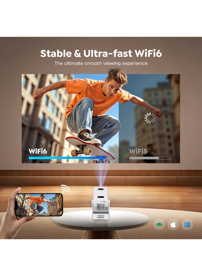 جهاز عرض LCD صغير ذكي يعمل بنظام أندرويد، دقة 720P أصلية، 200 لومن ANSI، تصحيح الانحراف التلقائي، محمول للمسرح المنزلي - Image 4