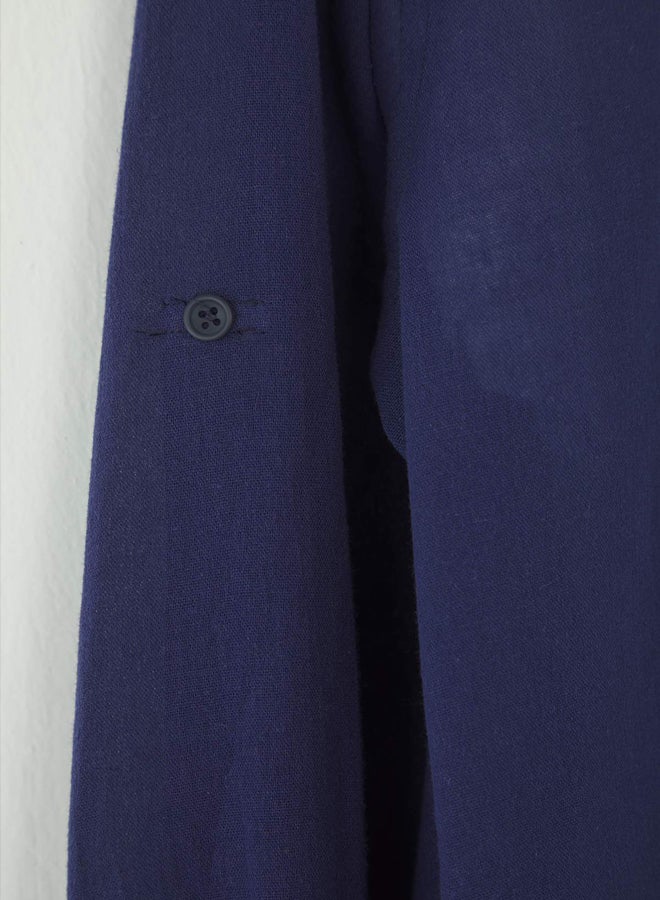 trendyol Navy Blue Regular Fit Epaulette Crinkle Effect Linen Look - Image 3