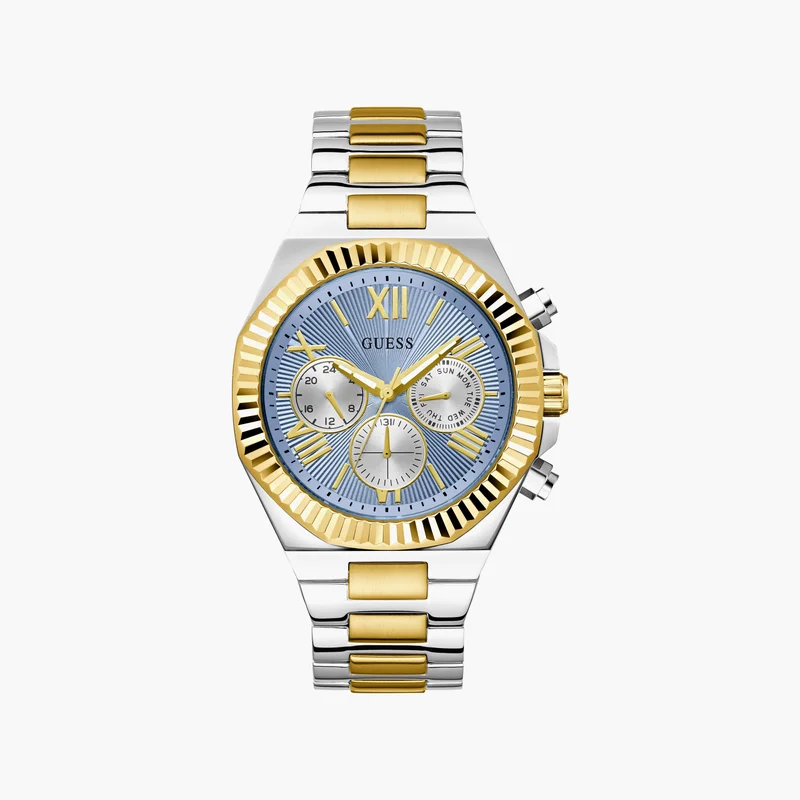 جس Guess Men's Silver & Gold Chronograph Watch