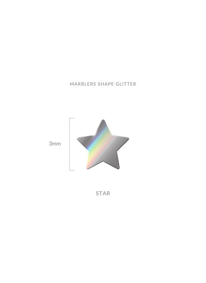 MARBLERS Cosmetic Grade Chunky Shape Glitter [Star] 0.11Oz (3G) ; Flake ; Non Toxic ; Vegan ; Cruelty Free ; Eyeshadow Nail Polish Nail Art ; Festival Rave & Party Makeup ; Body & Face  - Image 4