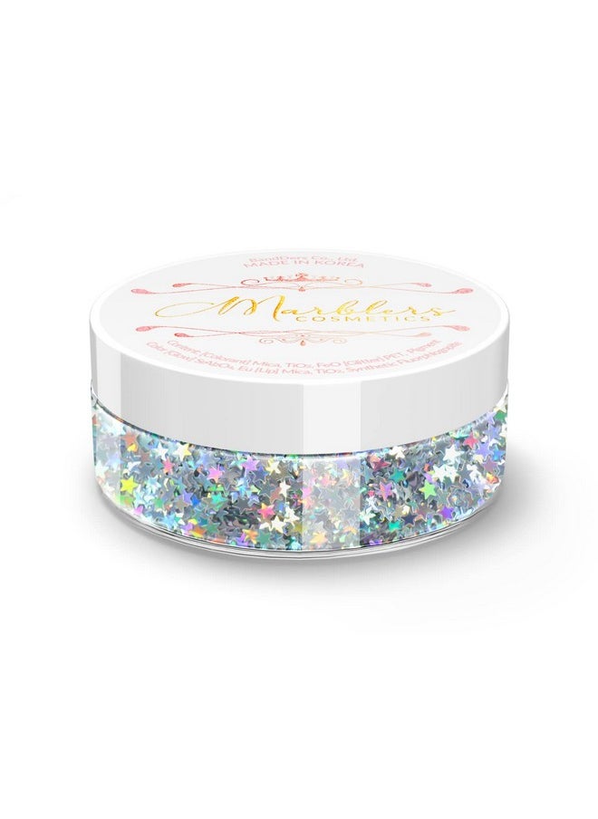 MARBLERS Cosmetic Grade Chunky Shape Glitter [Star] 0.11Oz (3G) ; Flake ; Non Toxic ; Vegan ; Cruelty Free ; Eyeshadow Nail Polish Nail Art ; Festival Rave & Party Makeup ; Body & Face  - Image 1