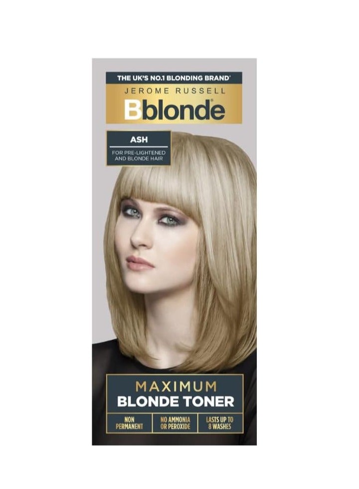 Jerome Russell Bblonde Ash Maximum Blonde Toner Non Permanent Hair Toner for Pre Lightened and Blonde Hair Colour Ash Hair Dye with No Ammonia or Peroxide Lasts 8 Washes 75ml - Image 1