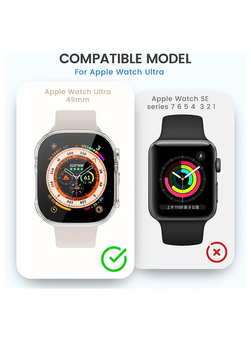 [2 Pack] for Apple Watch Ultra Case 49mm, Apple Watch Ultra 49mm Case with Tempered Glass Film & Hard PC & All-Aroud Shockproof Protective & Ultra-Thin Bumper Cover - Image 2