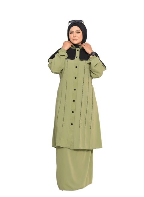 Two-piece set, material, crepe royal, size one size, can be worn up to 110 kg with belt for women