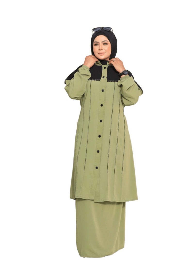 Generic - Two-piece set, material, crepe royal, size one size, can be worn up to 110 kg with belt for women - Image 1