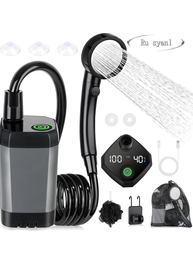 رو سيانل دش تخييم محمول قابل لإعادة الشحن بسعة 6000 مللي أمبير – شاشة LED ذكية، 4 أوضاع رش، مقاوم للماء IPX7 – مثالي للتخييم والسفر وغسيل السيارات والحيوانات الأليفة - Image 1