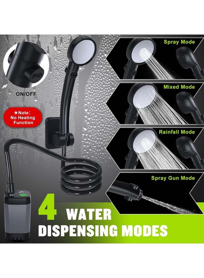 رو سيانل دش تخييم محمول قابل لإعادة الشحن بسعة 6000 مللي أمبير – شاشة LED ذكية، 4 أوضاع رش، مقاوم للماء IPX7 – مثالي للتخييم والسفر وغسيل السيارات والحيوانات الأليفة - Image 4