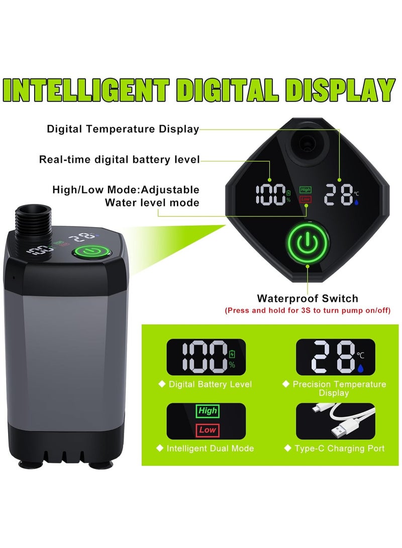 رو سيانل دش تخييم محمول قابل لإعادة الشحن بسعة 6000 مللي أمبير – شاشة LED ذكية، 4 أوضاع رش، مقاوم للماء IPX7 – مثالي للتخييم والسفر وغسيل السيارات والحيوانات الأليفة - Image 5