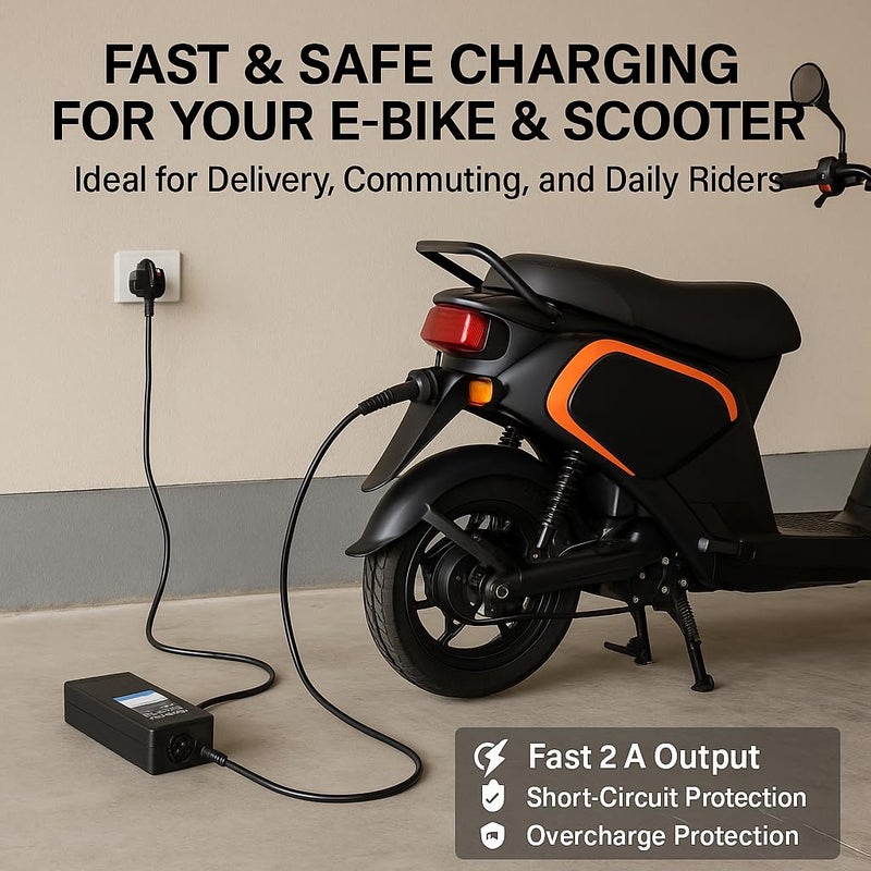 FUKUKAWA® 60V 2A Electric Scooter & E-Bike Lithium Battery Charger | DC 67.2V Output, 150W Max, 220V 50Hz | Smart Fast Charger with 3-Pin Plug & Multi-Protection for 60V Lithium Battery Pack - Image 5