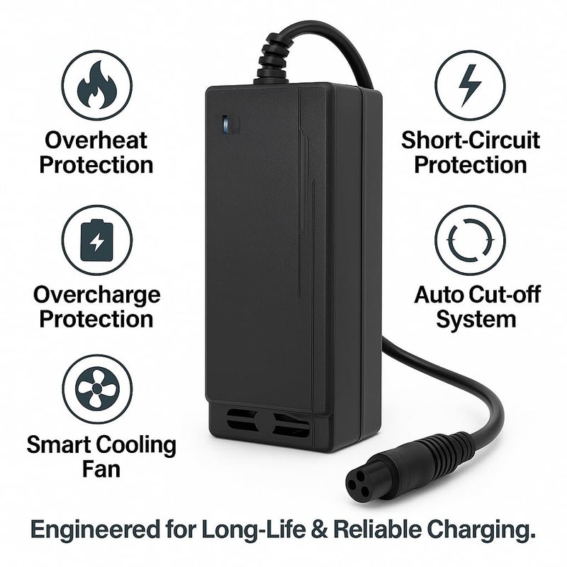 FUKUKAWA® 60V 2A Electric Scooter & E-Bike Lithium Battery Charger | DC 67.2V Output, 150W Max, 220V 50Hz | Smart Fast Charger with 3-Pin Plug & Multi-Protection for 60V Lithium Battery Pack - Image 4
