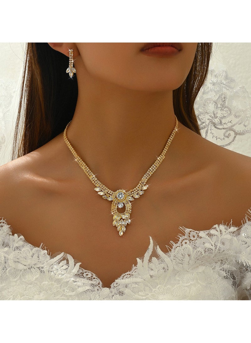 JOOLI Women 3 Pieces Jewelry Set Necklace Earrings Bracelet Wedding Gift Popular Gold Jewellery Ladies Classic - Image 3