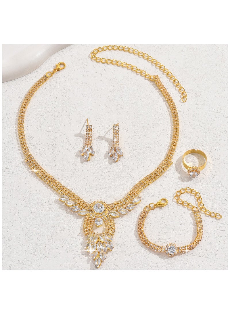 JOOLI Women 3 Pieces Jewelry Set Necklace Earrings Bracelet Wedding Gift Popular Gold Jewellery Ladies Classic - Image 5