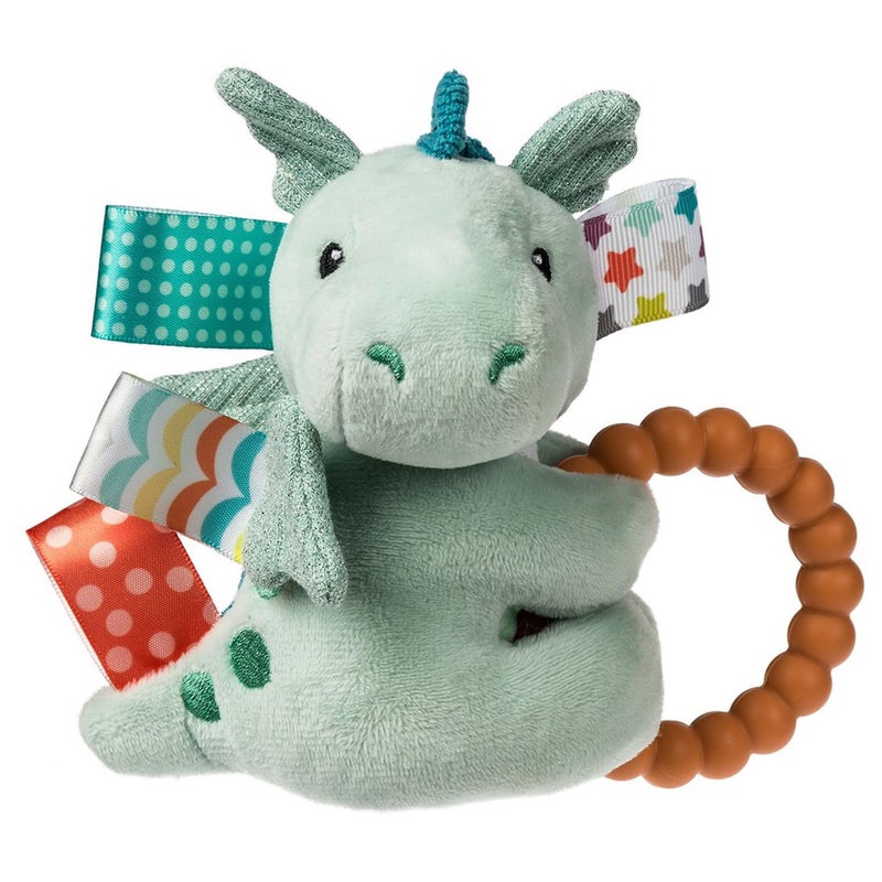 Soft Baby Rattle with Soothing Teether Ring and Sensory Tags 6Inches Drax Dragon