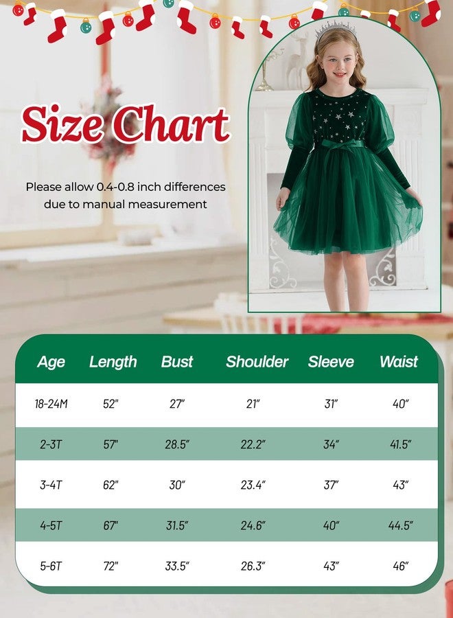 ESHOO Toddler Girl Christmas Dress Mesh Long Sleeve Star Printed Velvet Dresses with Waistband Kids Fall Winter Clothes - Image 4