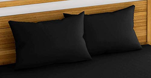OPTRA - Basics Solid & Plain 300 Tc Microfiber Pillow Cover/Case, Size- (18 inch x 28 inch, Black) - Image 1