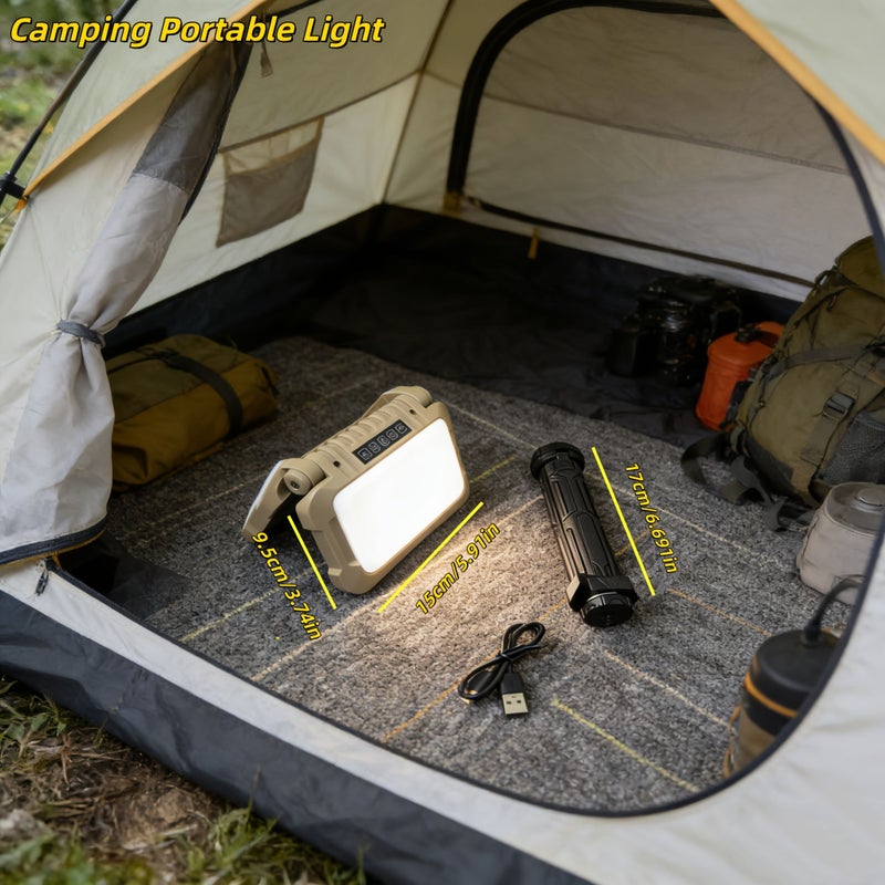 Updated Version Brown LED Camping Desk Lamp Rechargeable with Large Battery Dimmable for Outdoors Home - Image 2