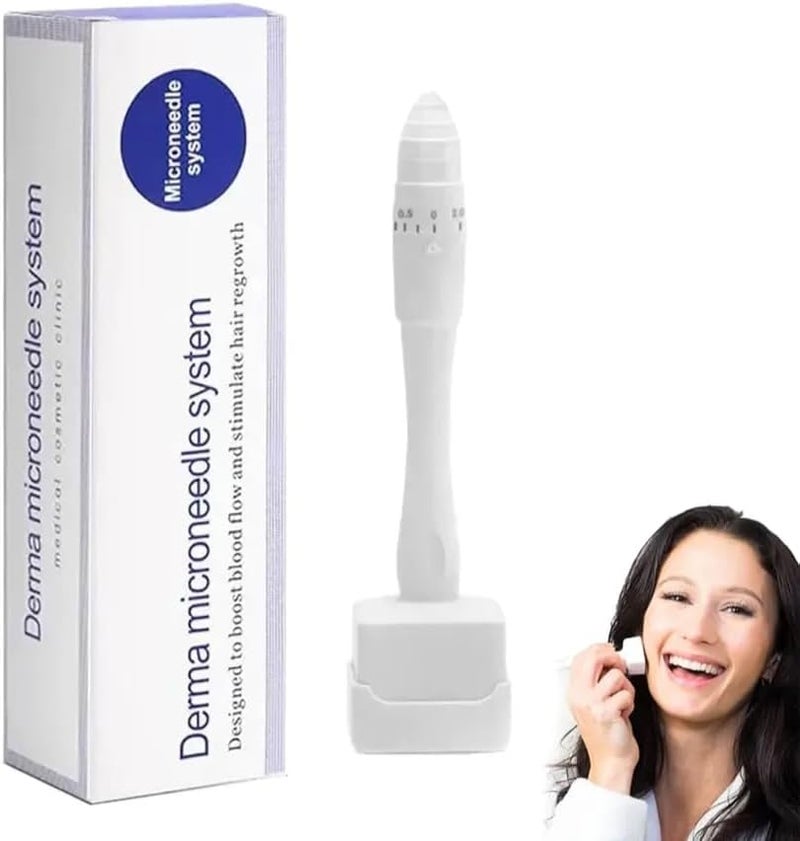 Derma Stamp, Beard Growth Micro Elegant Pen for Hair and Beard Growth, Lightweight, Micro Needle Stamp 0-3 Mm, 140 Grade A Titanium Needles, Dermastamp Adjustable - Image 1