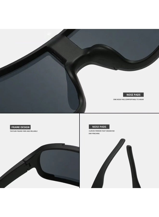 نظارات دراجات رجالية فاخرة مضادة للغبار والرياح، نظارات شمسية للرياضات الخارجية والمشي وركوب الدراجات، مزودة بعلبة بسحاب - Image 3