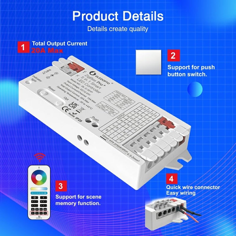 protium 5in1 Zigbee LED Controller for Single Color, CCT, RGB, RGBW and RGB+CCT Strips - Image 4